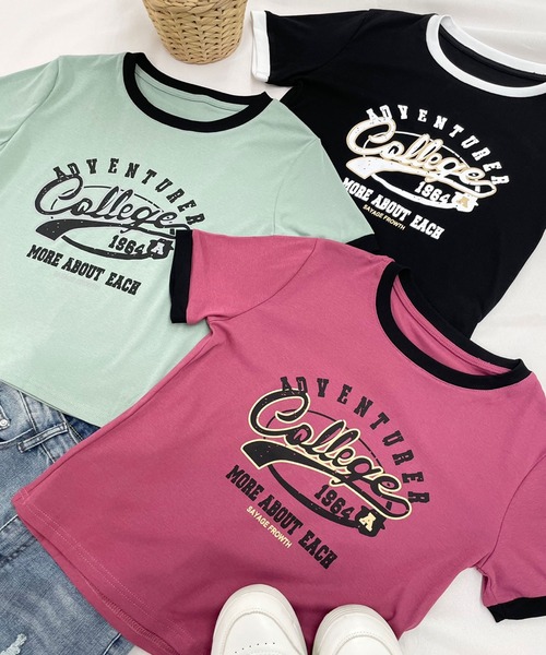 SPIGA(スピーガ)の「CollegeロゴプリントTシャツ(Tシャツ/カットソー・レディース・ホワイト/ブラック/カーキ/ピンク系その他・FREE)」の11枚目の写真