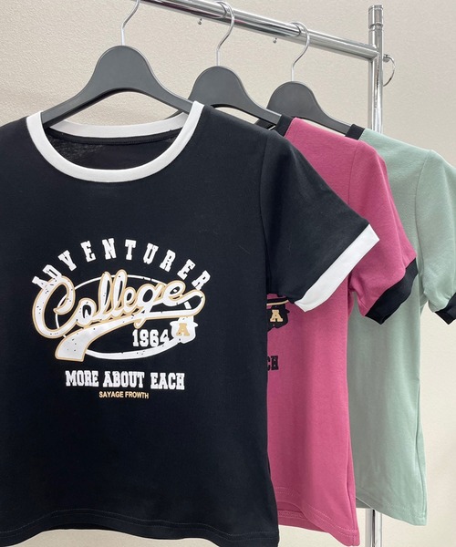 SPIGA(スピーガ)の「CollegeロゴプリントTシャツ(Tシャツ/カットソー・レディース・ホワイト/ブラック/カーキ/ピンク系その他・FREE)」の12枚目の写真