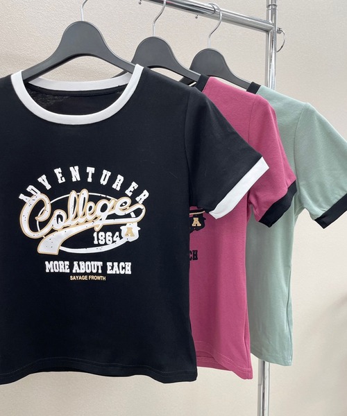 SPIGA(スピーガ)の「CollegeロゴプリントTシャツ(Tシャツ/カットソー・レディース・ホワイト/ブラック/カーキ/ピンク系その他・FREE)」の5枚目の写真