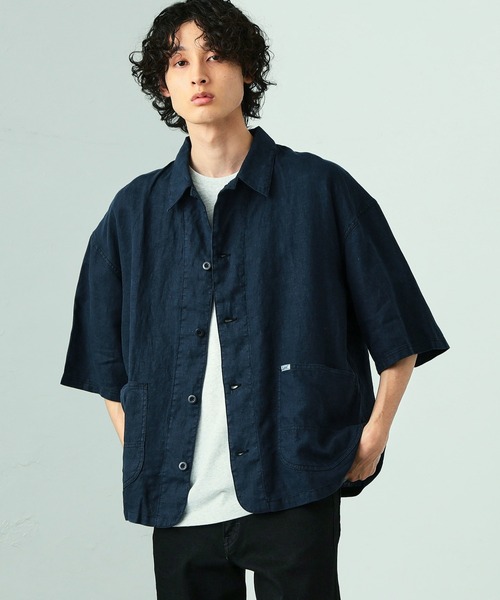 Lee（リー）の「Lee/リー麻素材 半袖カバーオールジャケット