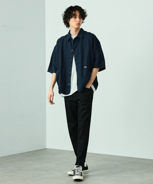Lee（リー）の「Lee/リー麻素材 半袖カバーオールジャケット