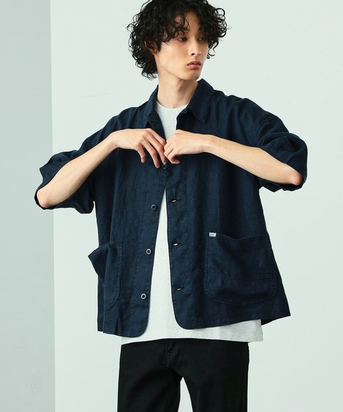 Lee（リー）の「Lee/リー麻素材 半袖カバーオールジャケット