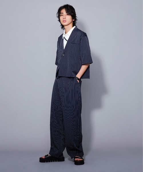 Ellno Loset（エルノロゼット）の「アシンメトリーストラップショートジャケット/セットアップ対応（テーラードジャケット・メンズ・ネイビー/グレイッシュベージュ/ブラック・SMALL/MEDIUM/LARGE）」の21枚目の写真