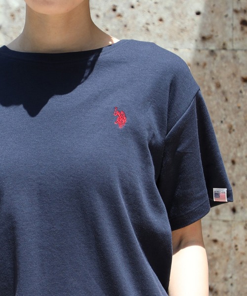 U.S. POLO ASSN.(ユーエスポロアッスン)の「【U.S. POLO ASSN.】U.S.POLOレディース ワンポイント刺繍半袖Tシャツ PLL31201(Tシャツ/カットソー・レディース・オフホワイト/マルチ/ネイビー/ピンク・L/M)」の1枚目の写真