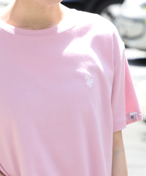 U.S. POLO ASSN.(ユーエスポロアッスン)の「【U.S. POLO ASSN.】U.S.POLOレディース ワンポイント刺繍半袖Tシャツ PLL31201(Tシャツ/カットソー・レディース・オフホワイト/マルチ/ネイビー/ピンク・L/M)」の3枚目の写真