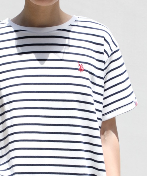U.S. POLO ASSN.(ユーエスポロアッスン)の「【U.S. POLO ASSN.】U.S.POLOレディース ワンポイント刺繍半袖Tシャツ PLL31201(Tシャツ/カットソー・レディース・オフホワイト/マルチ/ネイビー/ピンク・L/M)」の4枚目の写真