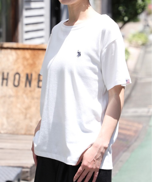 U.S. POLO ASSN.(ユーエスポロアッスン)の「【U.S. POLO ASSN.】U.S.POLOレディース ワンポイント刺繍半袖Tシャツ PLL31201(Tシャツ/カットソー・レディース・オフホワイト/マルチ/ネイビー/ピンク・L/M)」の21枚目の写真