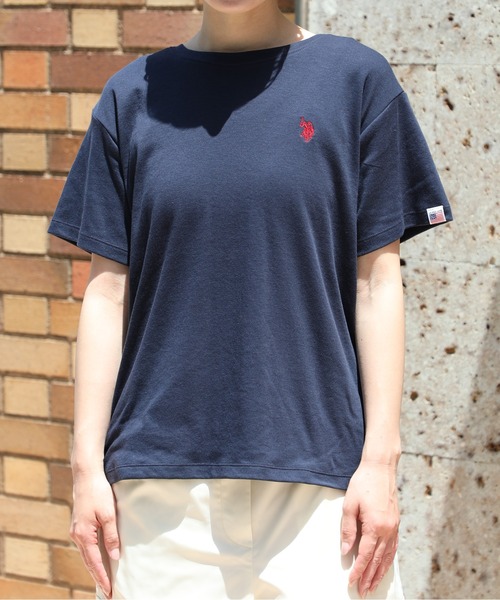 U.S. POLO ASSN.(ユーエスポロアッスン)の「【U.S. POLO ASSN.】U.S.POLOレディース ワンポイント刺繍半袖Tシャツ PLL31201(Tシャツ/カットソー・レディース・オフホワイト/マルチ/ネイビー/ピンク・L/M)」の18枚目の写真