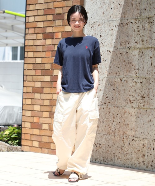 U.S. POLO ASSN.(ユーエスポロアッスン)の「【U.S. POLO ASSN.】U.S.POLOレディース ワンポイント刺繍半袖Tシャツ PLL31201(Tシャツ/カットソー・レディース・オフホワイト/マルチ/ネイビー/ピンク・L/M)」の15枚目の写真
