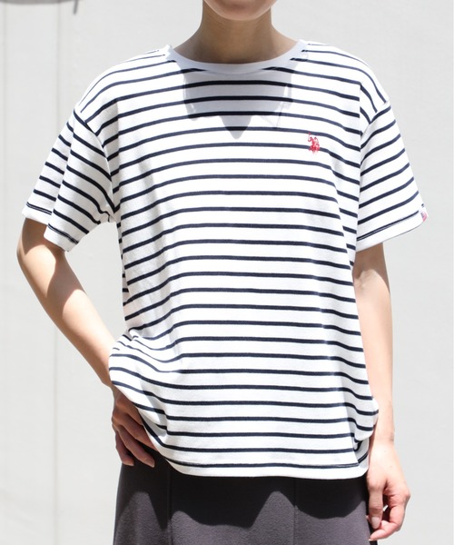 U.S. POLO ASSN.(ユーエスポロアッスン)の「【U.S. POLO ASSN.】U.S.POLOレディース ワンポイント刺繍半袖Tシャツ PLL31201(Tシャツ/カットソー・レディース・オフホワイト/マルチ/ネイビー/ピンク・L/M)」の8枚目の写真