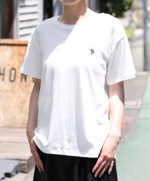 U.S. POLO ASSN.(ユーエスポロアッスン)の「【U.S. POLO ASSN.】U.S.POLOレディース ワンポイント刺繍半袖Tシャツ PLL31201(Tシャツ/カットソー・レディース・オフホワイト/マルチ/ネイビー/ピンク・L/M)」の5枚目の写真