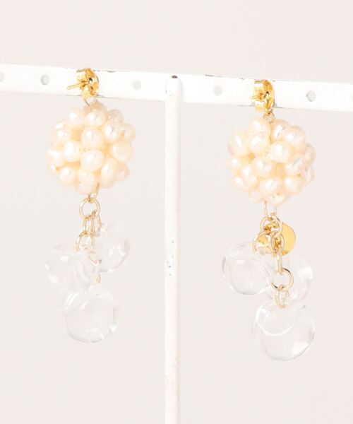 tone(トーン)の「【YM】淡水パール bubble サージカルステンレスピアス(MA)(ピアス(両耳用)・レディース・クリア/ブラウン・FREE)」の6枚目の写真