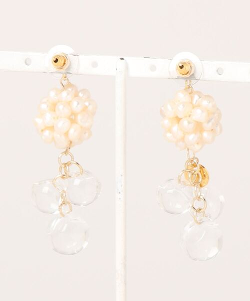 tone(トーン)の「【YM】淡水パール bubble サージカルステンレスピアス(MA)(ピアス(両耳用)・レディース・クリア/ブラウン・FREE)」の7枚目の写真