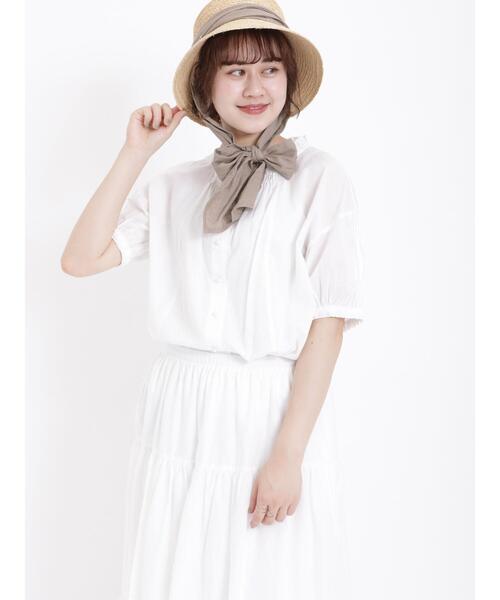 Samansa Mos2（サマンサ モスモス）の「ギャザーブラウス（シャツ/ブラウス・レディース・サックスブルー/オフホワイト/ブラック・F）」の13枚目の写真