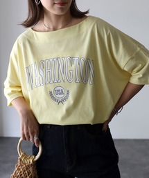 WASHINGTON プリント ボートネックTシャツ
