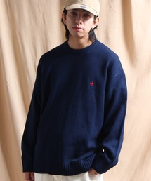 【Beverly Hills Polo Club/ビバリーヒルズポロクラブ】ワンポイントポニー刺繍 クルーネックニット
