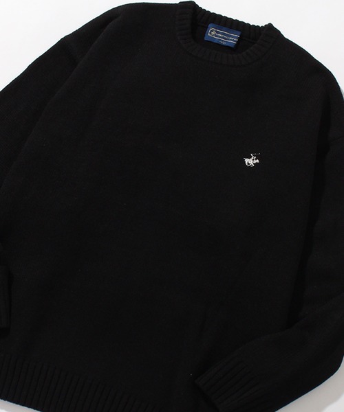 BEVERLY HILLS POLO CLUB（ビバリーヒルズポロクラブ）の「【Beverly Hills Polo Club/ビバリーヒルズポロクラブ】ワンポイントポニー刺繍 クルーネックニット（ニット/セーター・メンズ・グレー/ベージュ/ネイビー系1/ブラック/ブラック系1/ネイビー/アイボリー・LL/M/L）」の12枚目の写真