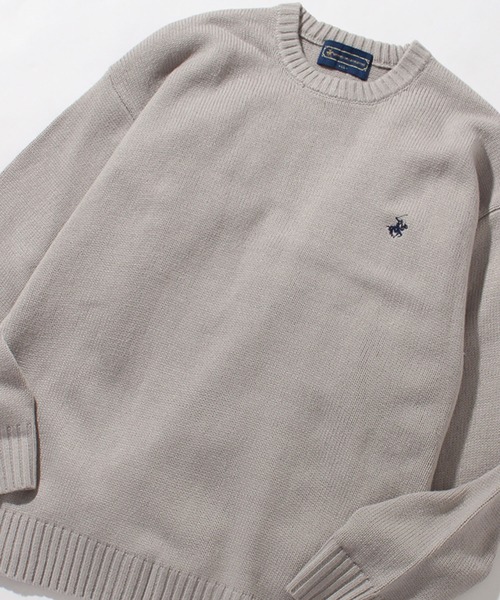 BEVERLY HILLS POLO CLUB（ビバリーヒルズポロクラブ）の「【Beverly Hills Polo Club/ビバリーヒルズポロクラブ】ワンポイントポニー刺繍 クルーネックニット（ニット/セーター・メンズ・グレー/ベージュ/ネイビー系1/ブラック/ブラック系1/ネイビー/アイボリー・LL/M/L）」の16枚目の写真