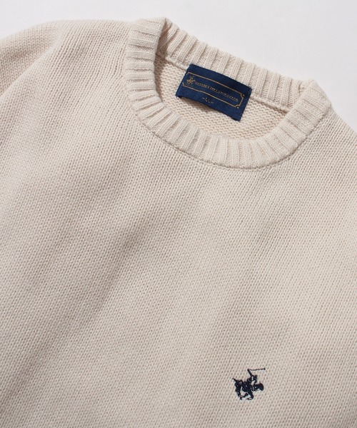 BEVERLY HILLS POLO CLUB（ビバリーヒルズポロクラブ）の「【Beverly Hills Polo Club/ビバリーヒルズポロクラブ】ワンポイントポニー刺繍 クルーネックニット（ニット/セーター・メンズ・グレー/ベージュ/ネイビー系1/ブラック/ブラック系1/ネイビー/アイボリー・LL/M/L）」の9枚目の写真