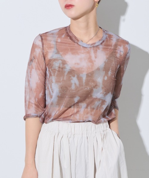 Solace(ソレイス)の「タイダイ柄シアートップス(Tシャツ/カットソー・レディース・ブラック/ブラウン/ネイビー・FREE)」の16枚目の写真