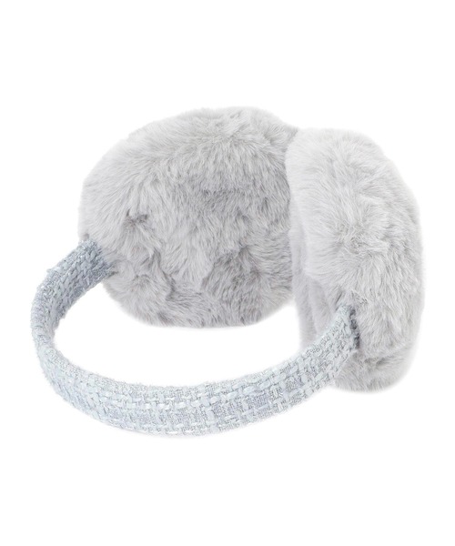 【新品未使用】ファー 耳あて⭐︎グレー イヤマフ 耳当て フェイクファー×ツイード（イヤーマフ）｜FURLA