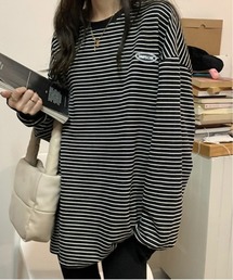 Burner | 【OKUOKU　0909】 ワンポイントロゴ ボーダー ロンT oku-tops-658575114532-15 U(Tシャツ/カットソー)