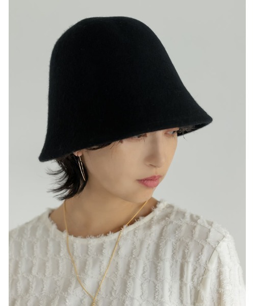 Re:EDIT(リエディ)の「ウール混フェルトバケットハット(ハット・レディース・アイボリー/ブラック・FREE)」の4枚目の写真
