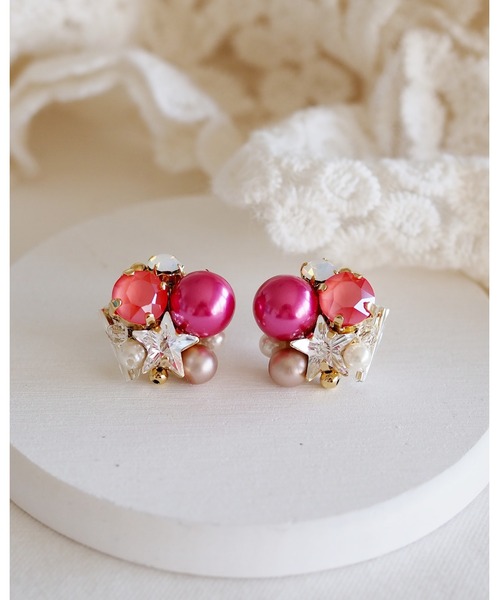 kanade】スタービジューカラーパールピアス(MA)（ピアス（両耳用 