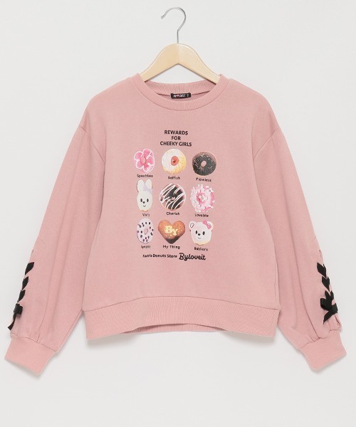 by LOVEiT（バイラビット）の「ラビ子&ヴィヴィドーナツアソートプルオーバー（スウェット・キッズ・モカ/ピンク/ブラック・160cm/120cm/130cm/140cm/150cm）」の3枚目の写真