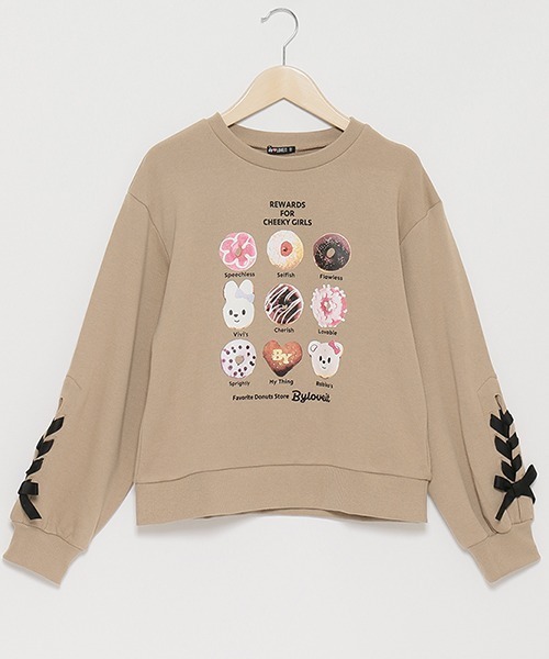 by LOVEiT（バイラビット）の「ラビ子&ヴィヴィドーナツアソートプルオーバー（スウェット・キッズ・モカ/ピンク/ブラック・160cm/120cm/130cm/140cm/150cm）」の2枚目の写真