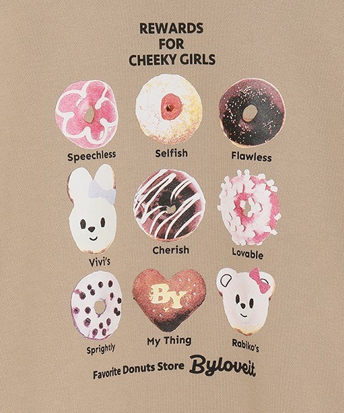 by LOVEiT（バイラビット）の「ラビ子&ヴィヴィドーナツアソートプルオーバー（スウェット・キッズ・モカ/ピンク/ブラック・160cm/120cm/130cm/140cm/150cm）」の8枚目の写真