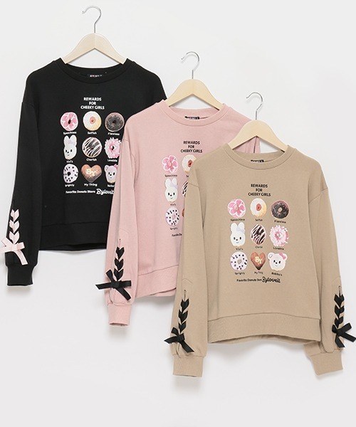 by LOVEiT（バイラビット）の「ラビ子&ヴィヴィドーナツアソートプルオーバー（スウェット・キッズ・モカ/ピンク/ブラック・160cm/120cm/130cm/140cm/150cm）」の5枚目の写真