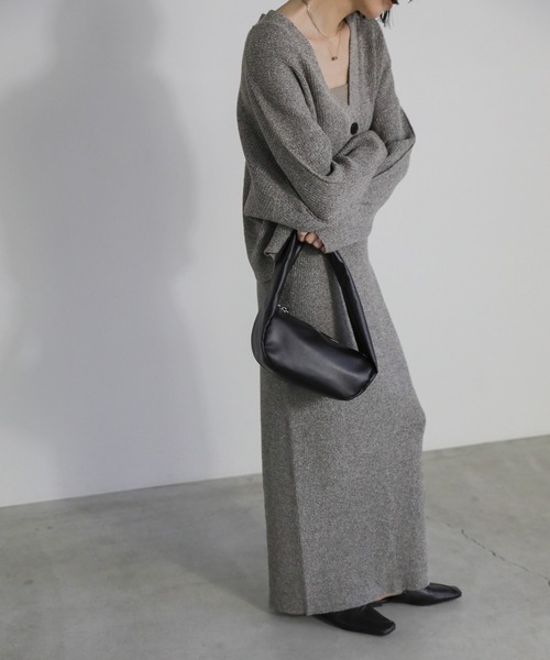 select MOCA（セレクトモカ）の「メランジリブニットロングスカート（スカート・レディース・カーキオリーブ/グレー・SMALL/MEDIUM）」の7枚目の写真