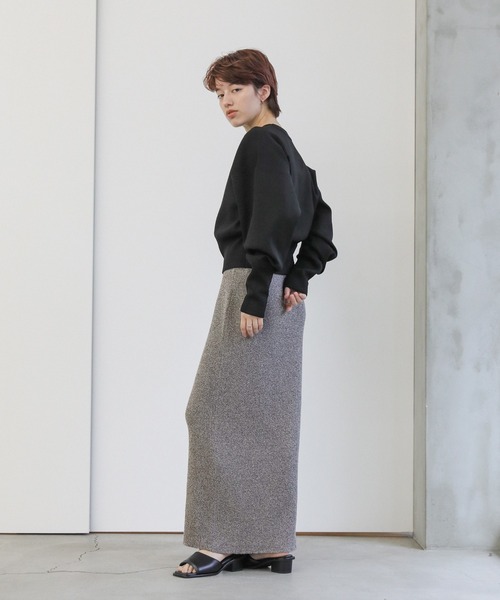 select MOCA（セレクトモカ）の「メランジリブニットロングスカート（スカート・レディース・カーキオリーブ/グレー・SMALL/MEDIUM）」の5枚目の写真