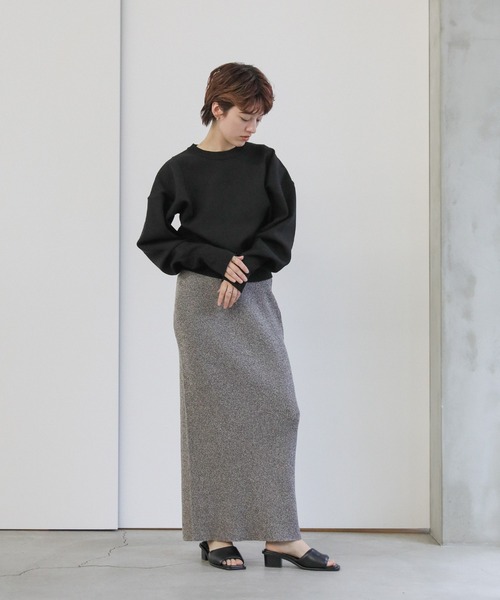 select MOCA（セレクトモカ）の「メランジリブニットロングスカート（スカート・レディース・カーキオリーブ/グレー・SMALL/MEDIUM）」の10枚目の写真