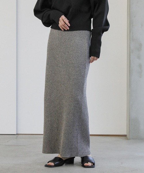 select MOCA（セレクトモカ）の「メランジリブニットロングスカート（スカート・レディース・カーキオリーブ/グレー・SMALL/MEDIUM）」の13枚目の写真