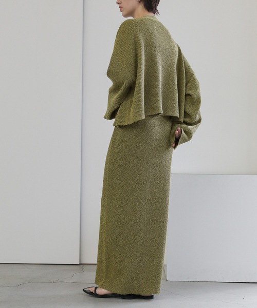 select MOCA（セレクトモカ）の「メランジリブニットロングスカート（スカート・レディース・カーキオリーブ/グレー・SMALL/MEDIUM）」の4枚目の写真