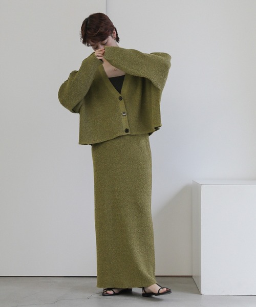 select MOCA（セレクトモカ）の「メランジリブニットロングスカート（スカート・レディース・カーキオリーブ/グレー・SMALL/MEDIUM）」の8枚目の写真