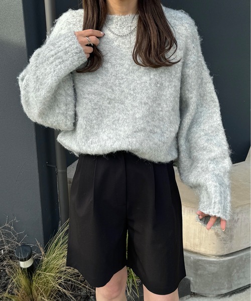 LE MORE(リモア)の「ウールシャギーニット(ニット/セーター・レディース・ブルー/チャコール/グレー・FREE)」の1枚目の写真