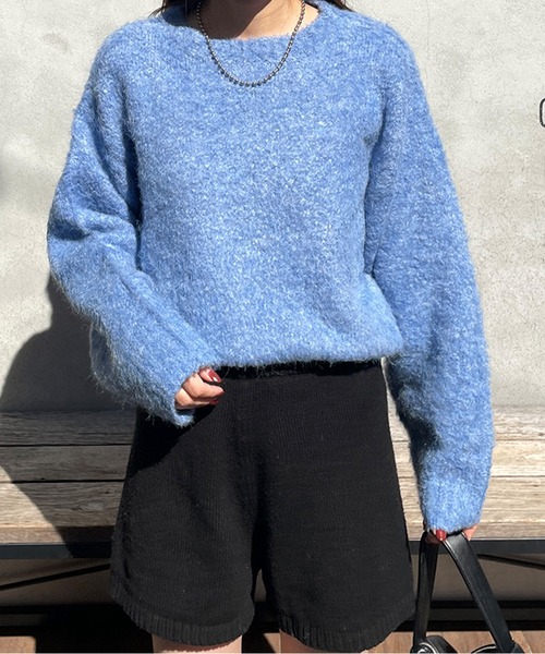 LE MORE(リモア)の「ウールシャギーニット(ニット/セーター・レディース・ブルー/チャコール/グレー・FREE)」の11枚目の写真