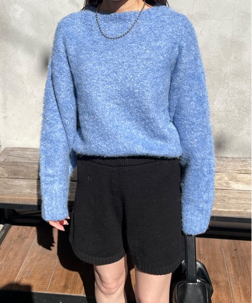 LE MORE(リモア)の「ウールシャギーニット(ニット/セーター・レディース・ブルー/チャコール/グレー・FREE)」の4枚目の写真