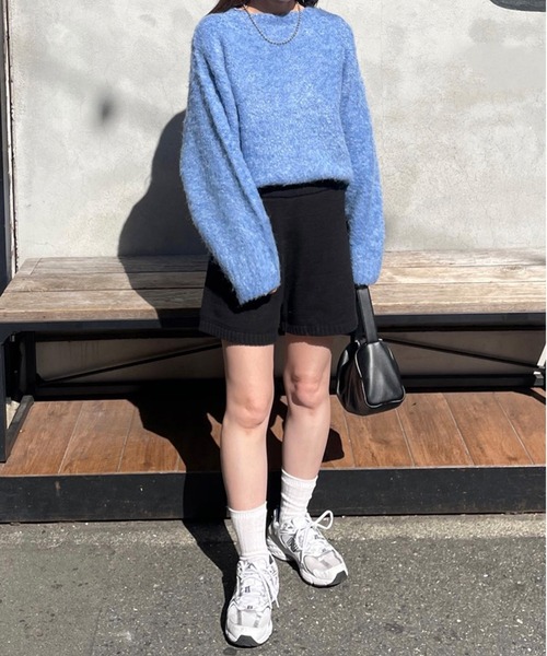 LE MORE(リモア)の「ウールシャギーニット(ニット/セーター・レディース・ブルー/チャコール/グレー・FREE)」の10枚目の写真