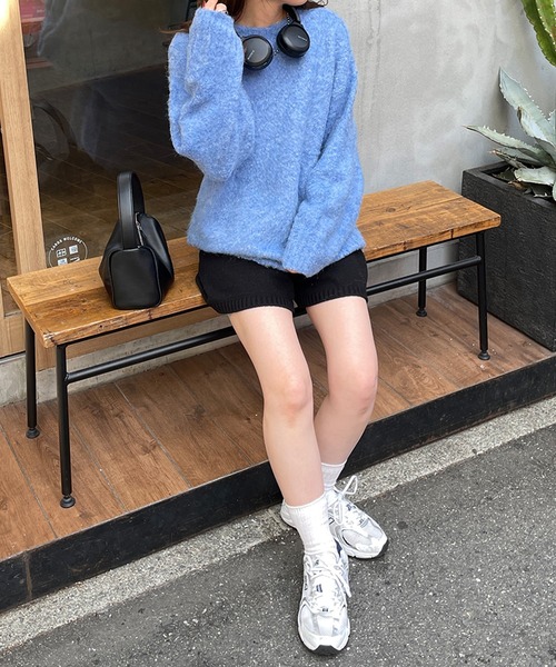 LE MORE(リモア)の「ウールシャギーニット(ニット/セーター・レディース・ブルー/チャコール/グレー・FREE)」の9枚目の写真