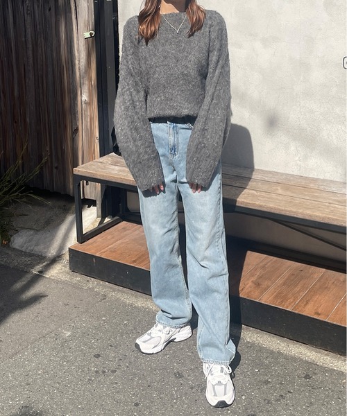 LE MORE(リモア)の「ウールシャギーニット(ニット/セーター・レディース・ブルー/チャコール/グレー・FREE)」の14枚目の写真