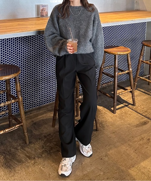 LE MORE(リモア)の「ウールシャギーニット(ニット/セーター・レディース・ブルー/チャコール/グレー・FREE)」の7枚目の写真