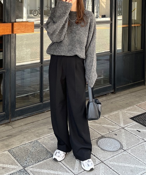 LE MORE(リモア)の「ウールシャギーニット(ニット/セーター・レディース・ブルー/チャコール/グレー・FREE)」の5枚目の写真