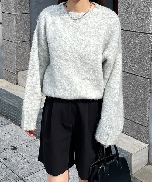 LE MORE(リモア)の「ウールシャギーニット(ニット/セーター・レディース・ブルー/チャコール/グレー・FREE)」の19枚目の写真