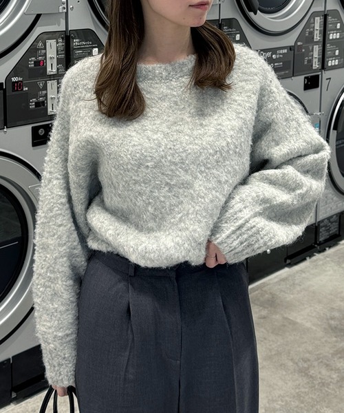 LE MORE(リモア)の「ウールシャギーニット(ニット/セーター・レディース・ブルー/チャコール/グレー・FREE)」の20枚目の写真