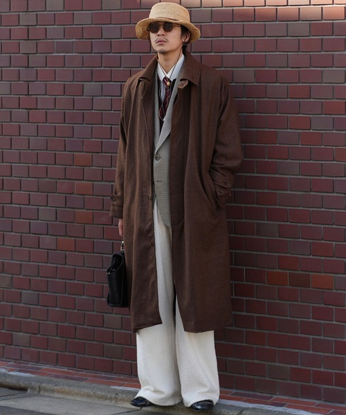 INTERPLAY(インタープレイ)の「【INTERPLAY x TAKERU】ヘリンボーンロング コート(ステンカラーコート・メンズ・ブラック/ブラウン・FREE)」の5枚目の写真