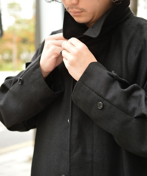 INTERPLAY(インタープレイ)の「【INTERPLAY x TAKERU】ヘリンボーンロング コート(ステンカラーコート・メンズ・ブラック/ブラウン・FREE)」の20枚目の写真